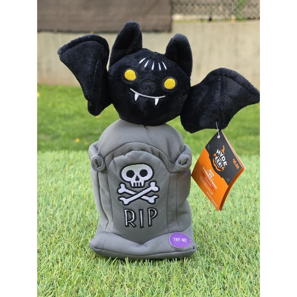 Hyde & Eek!Halloween Animated Sound Bat On Tombstone Stuffed Tabletop Decoration